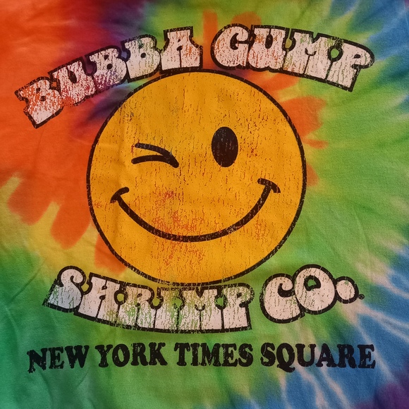 Mens Size 33-34" Bubba Gump Shrimp Co Rare Tie Dye Smiley Face T-Shirt - Picture 2 of 4